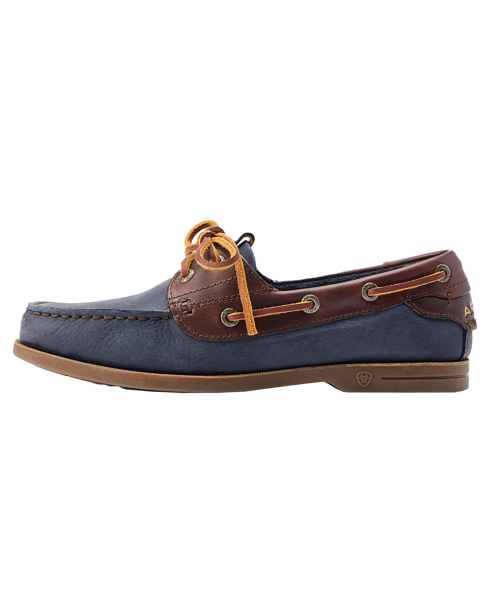 Navy coloured Ariat Womens Antigua Boat Shoes on White background 