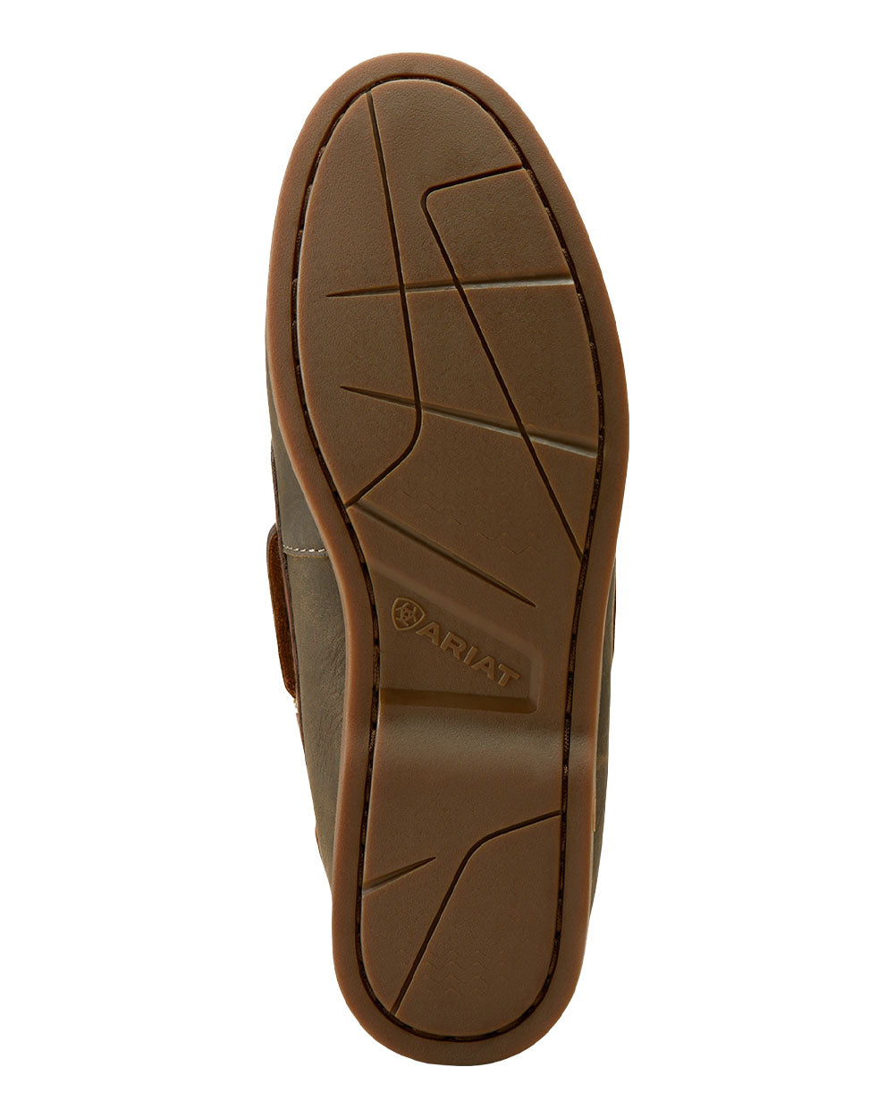 Olive Night coloured Ariat Womens Antigua Boat Shoes Sole on White background 