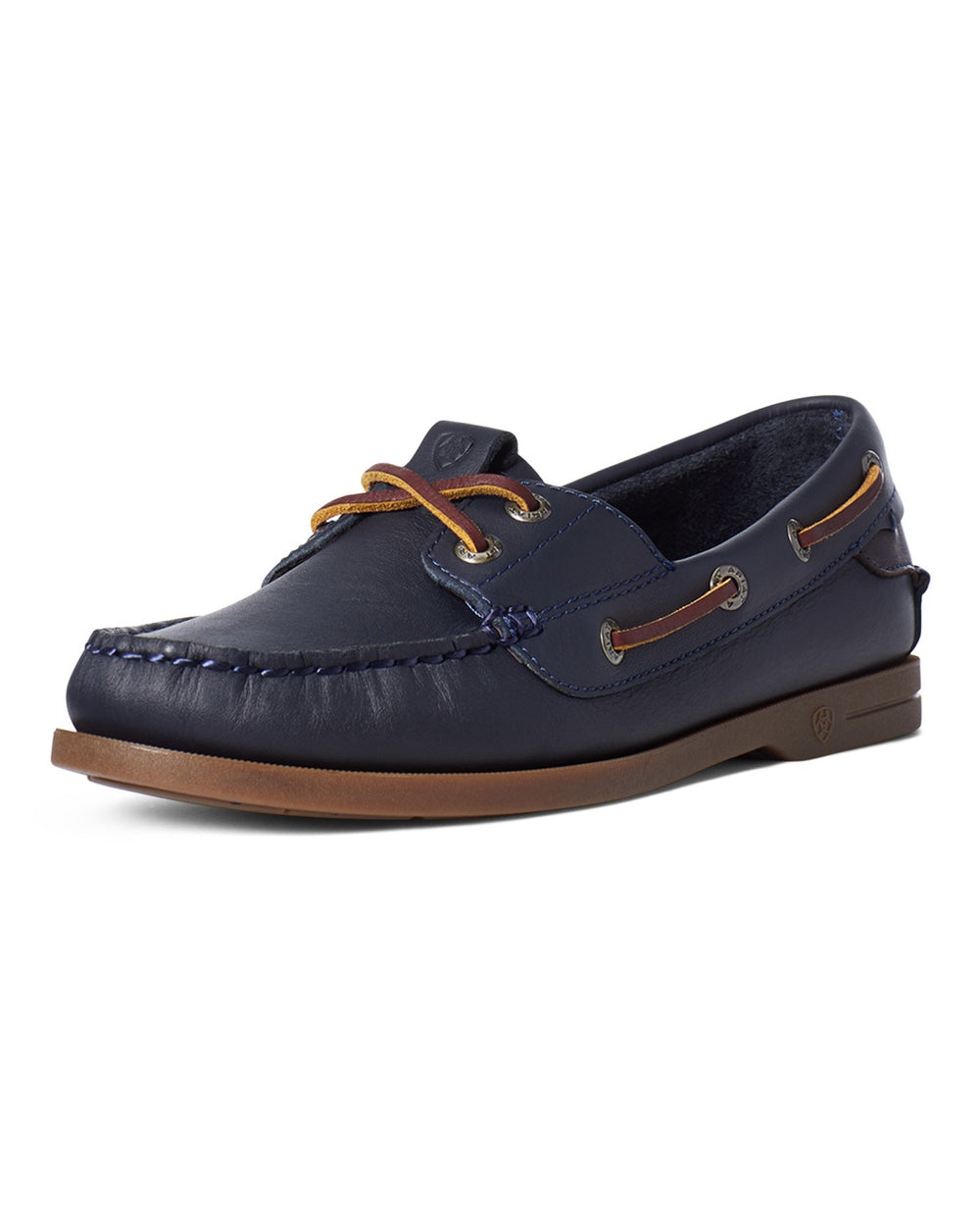 True Navy coloured Ariat Womens Antigua Boat Shoes on white background 