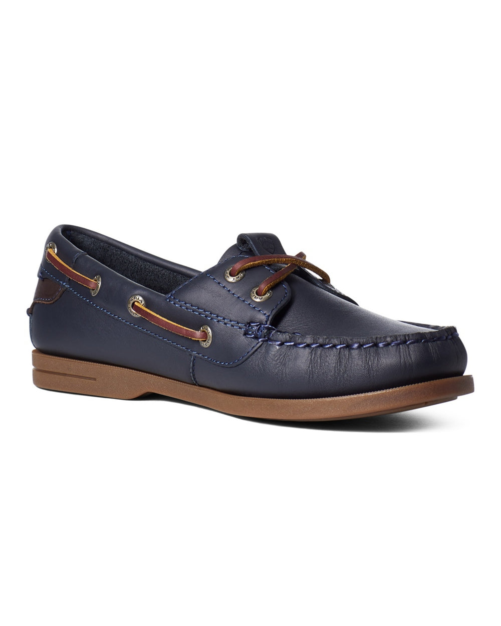 True Navy coloured Ariat Womens Antigua Boat Shoes on white background 