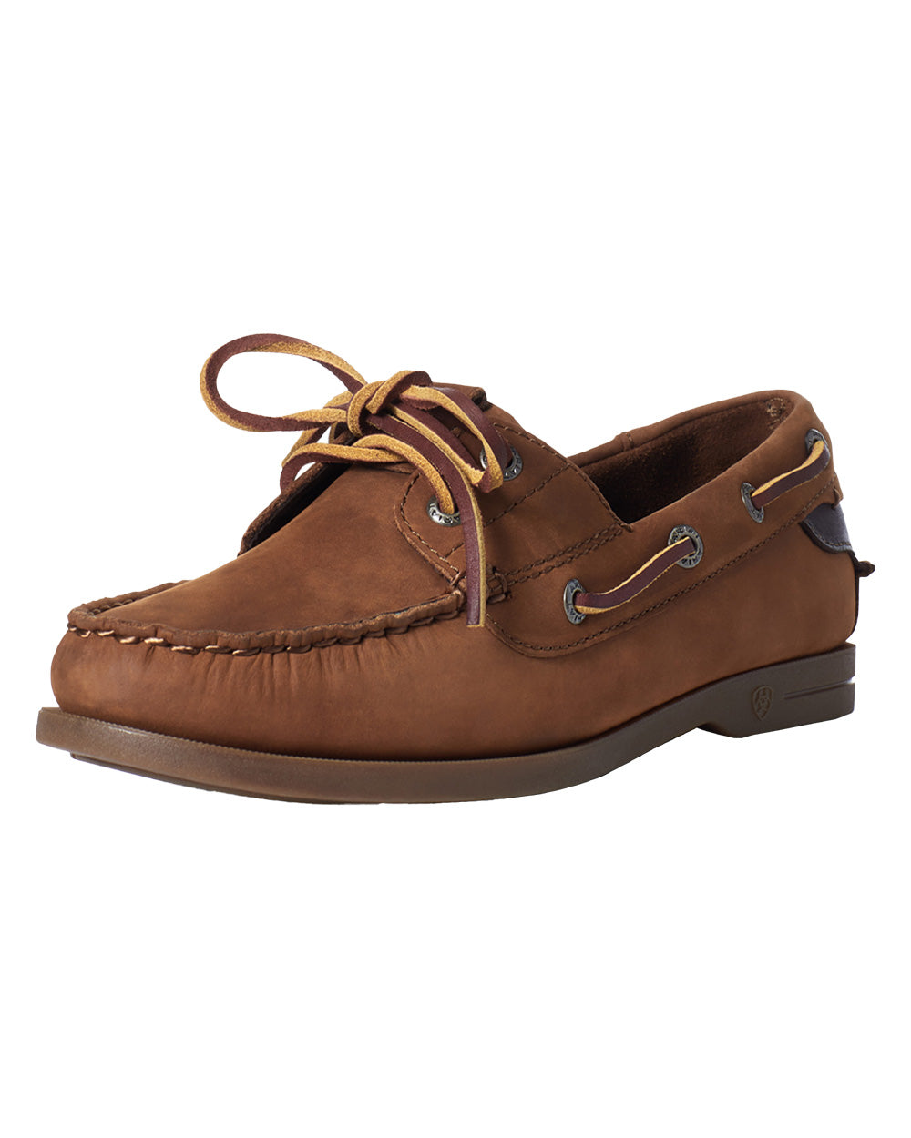 Walnut coloured Ariat Womens Antigua Boat Shoes on White background 