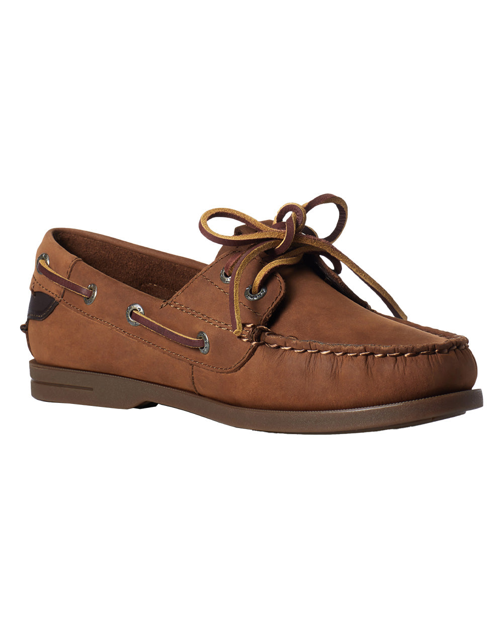 Walnut coloured Ariat Womens Antigua Boat Shoes on White background 