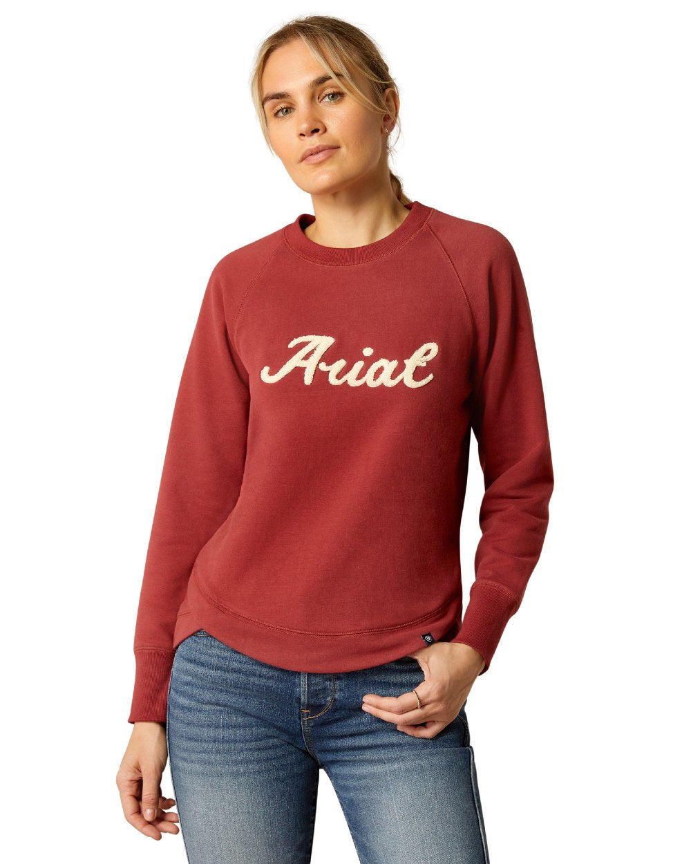 Burnt Russet Coloured Ariat Womens Benicia Sweatshirt On A White Background 