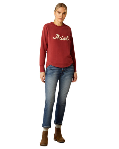 Burnt Russet Coloured Ariat Womens Benicia Sweatshirt On A White Background 