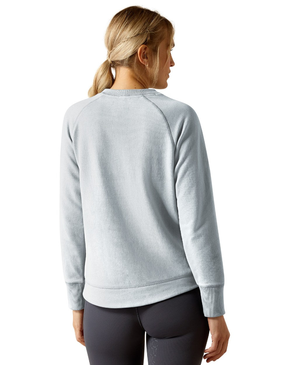 Cerulean Heather Coloured Ariat Womens Benicia Sweatshirt On A White Background 