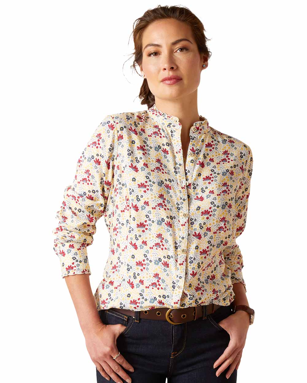 Mod Floral Ariat Womens Clarion Blouse on White background 
