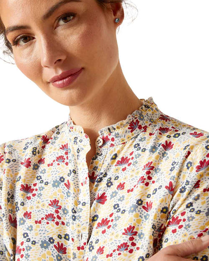 Mod Floral Ariat Womens Clarion Blouse on White background 