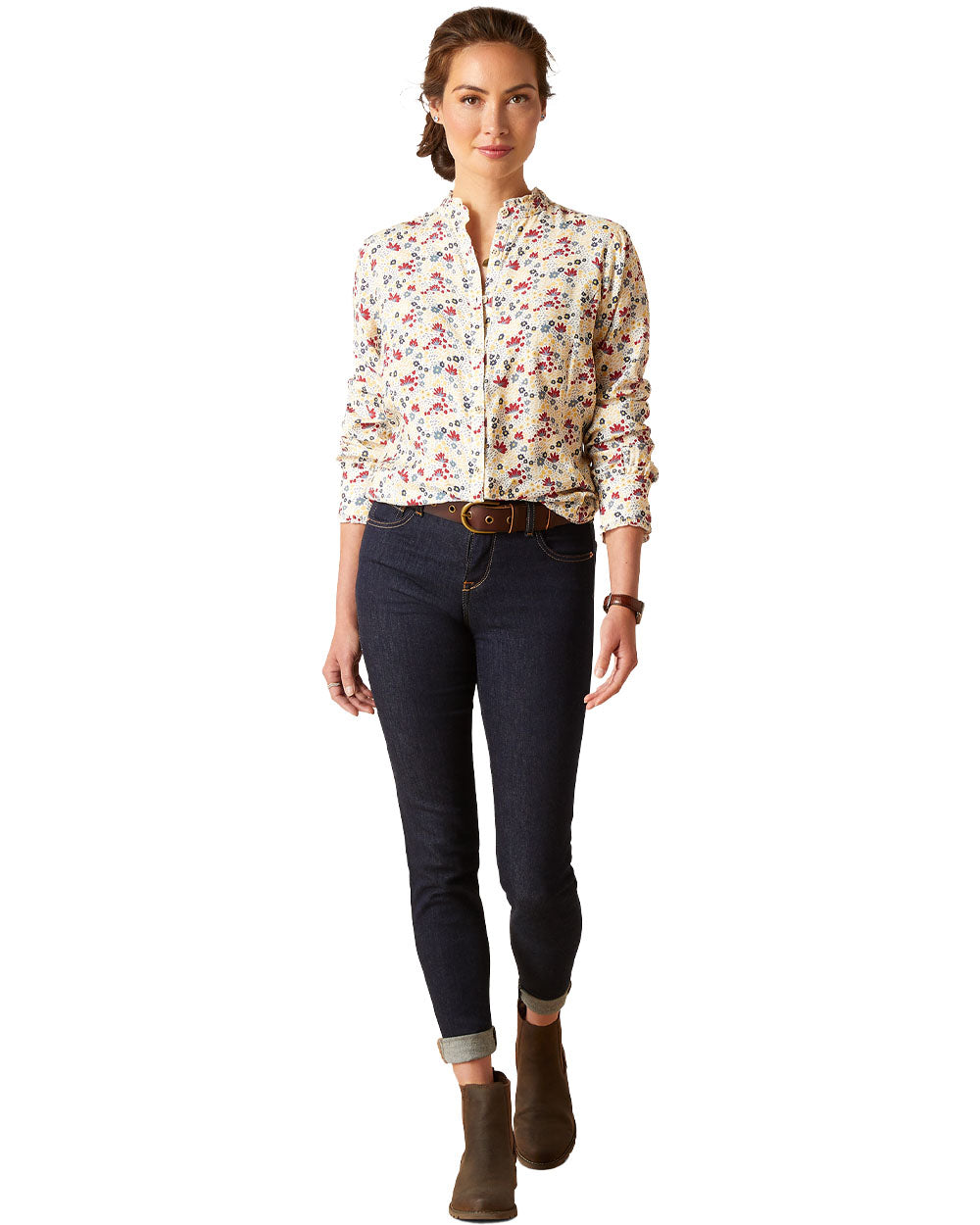 Mod Floral Ariat Womens Clarion Blouse on White background 