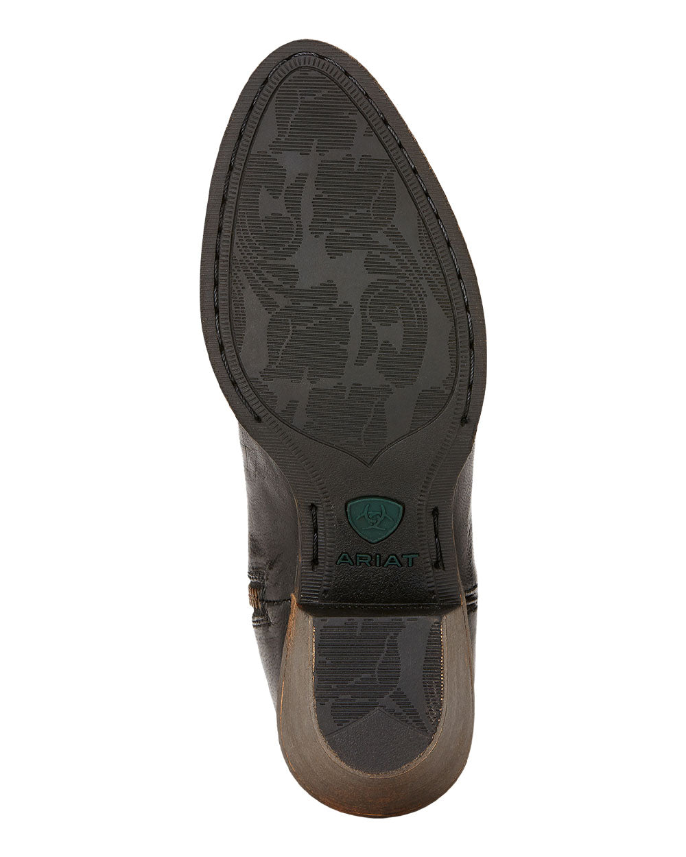 Black coloured Ariat Womens Darlin Western Boot Sole on White background 