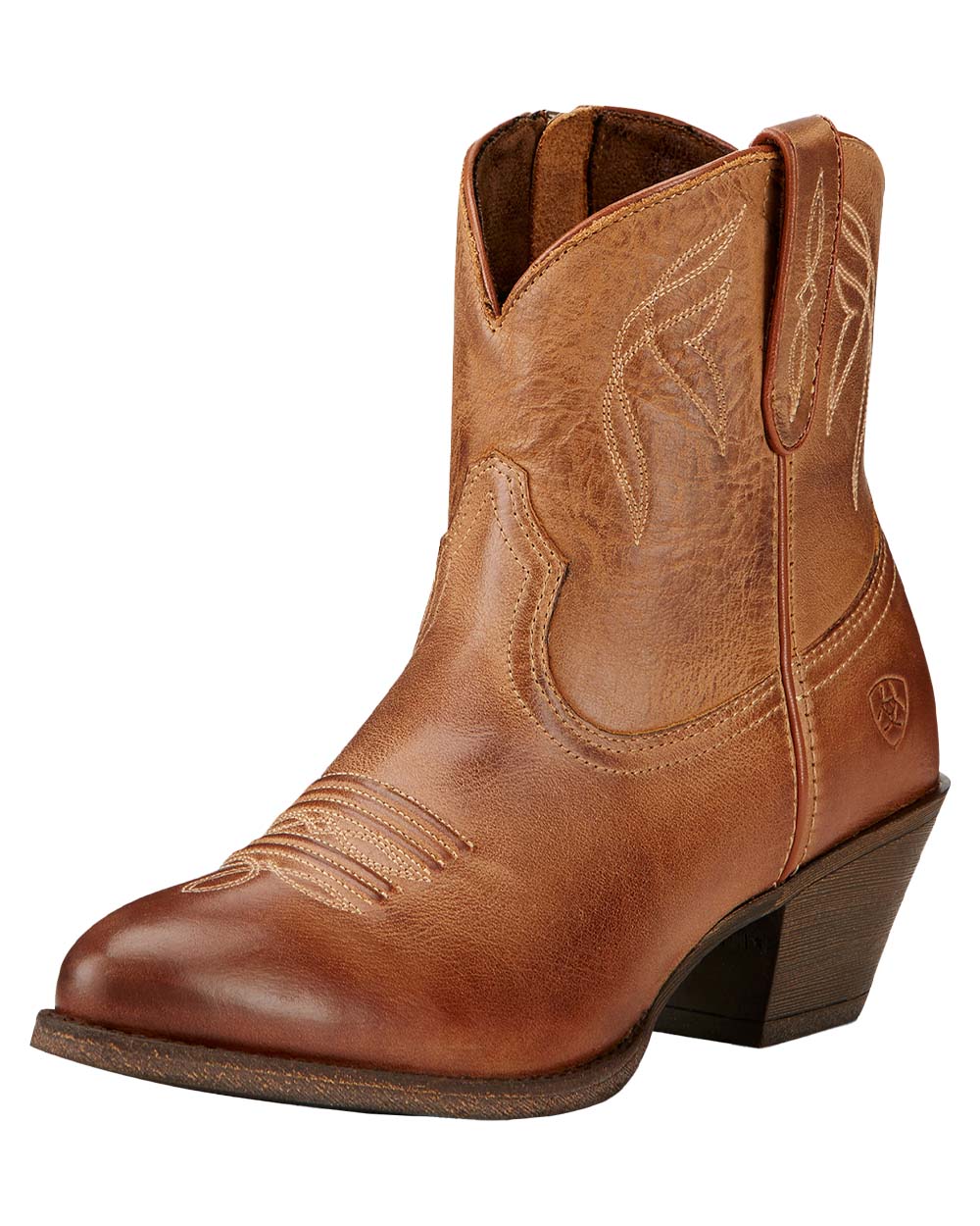 Burnt Sugar coloured Ariat Womens Darlin Western Boot on White background 
