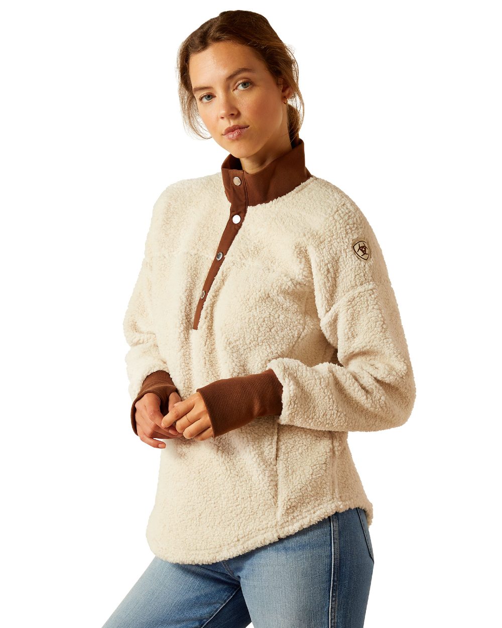 Natural Soft Silt Coloured Ariat Womens Doyen Sweatshirt On A White Background