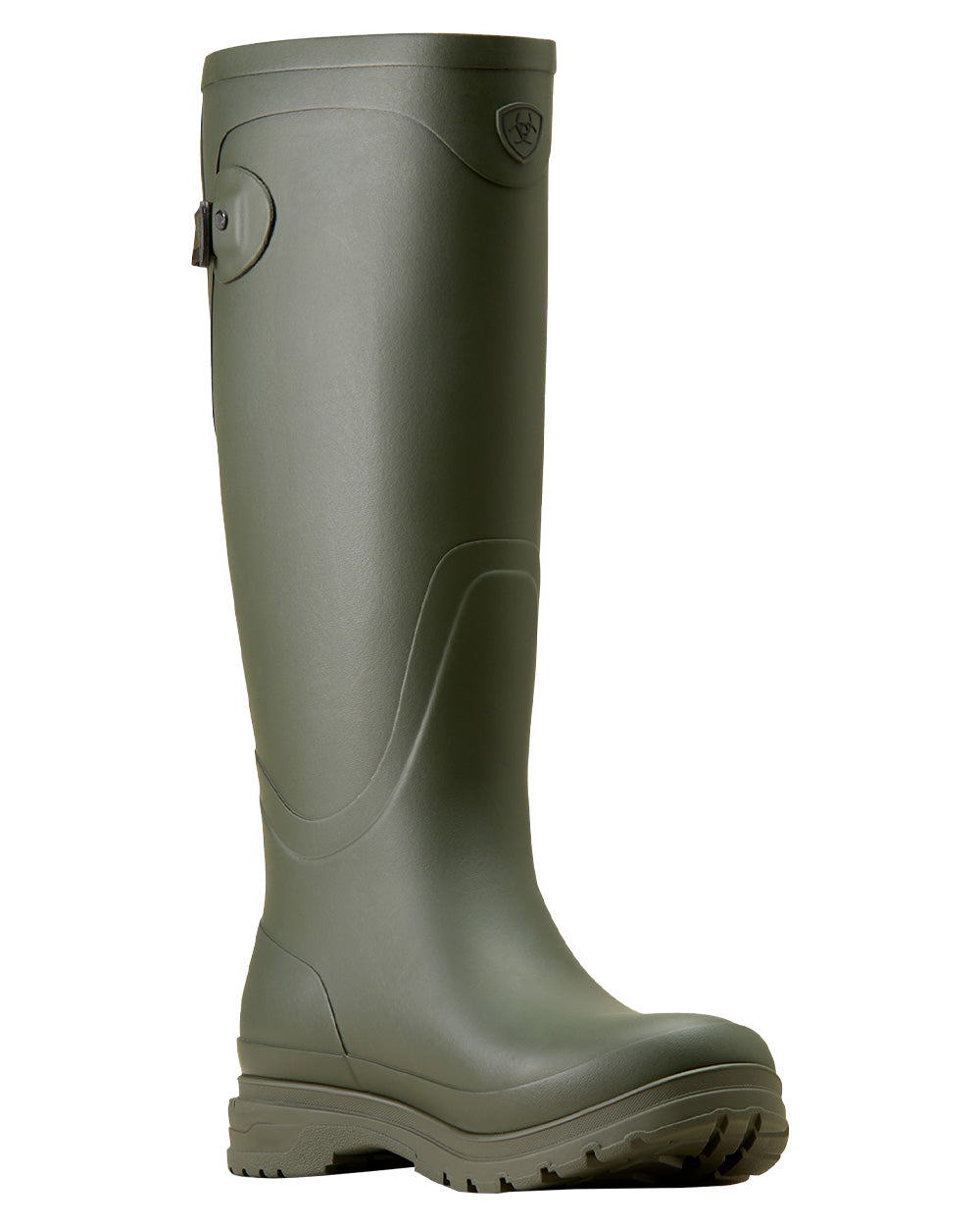 Olive coloured Ariat Womens Kelmarsh Wellington Boots on White background 