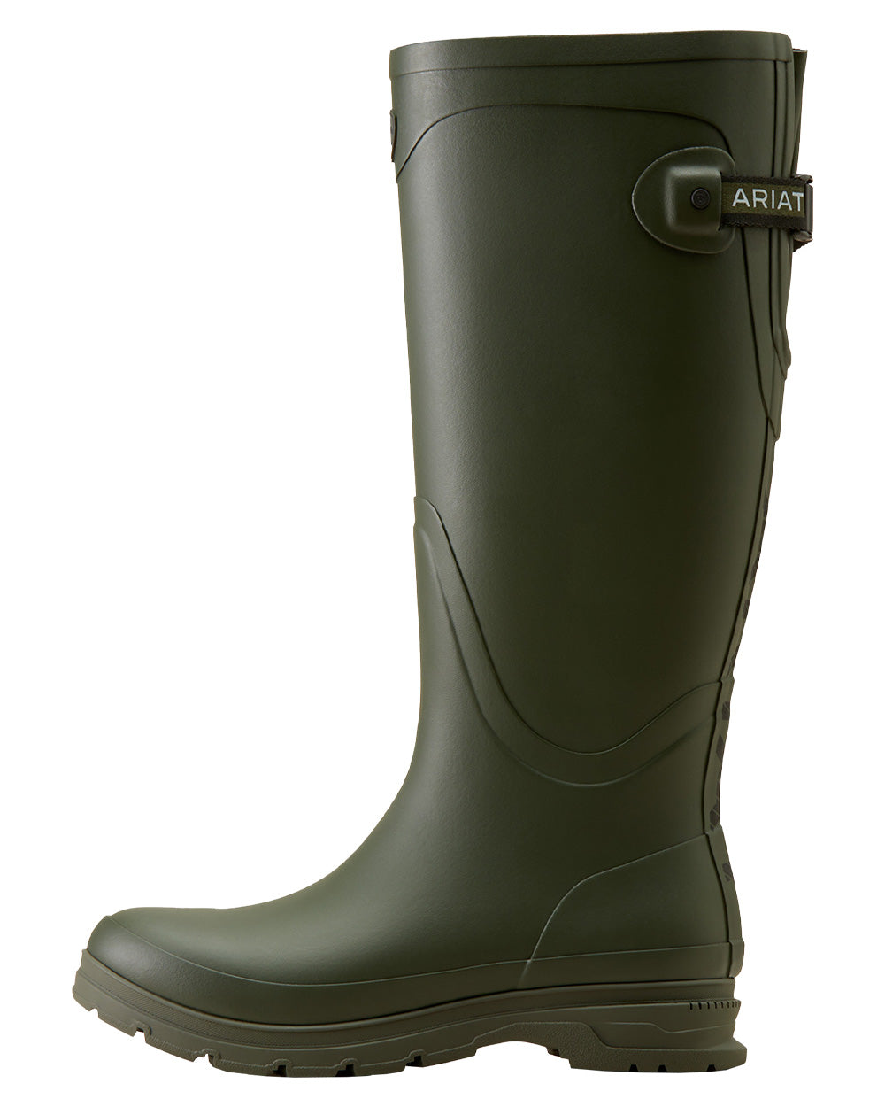 Olive coloured Ariat Womens Kelmarsh Wellington Boots on White background 