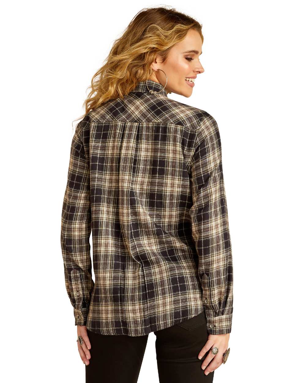 Cheyenne Plaid Coloured Ariat Womens Real Billie Jean Shirt On A White Background 