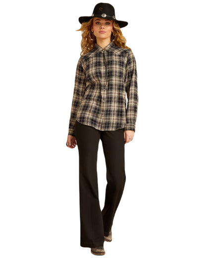 Cheyenne Plaid Coloured Ariat Womens Real Billie Jean Shirt On A White Background 