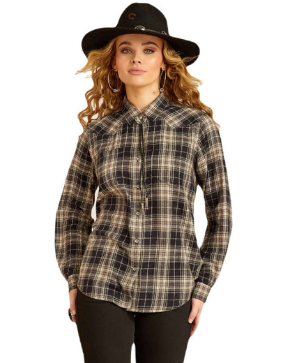 Cheyenne Plaid Coloured Ariat Womens Real Billie Jean Shirt On A White Background 