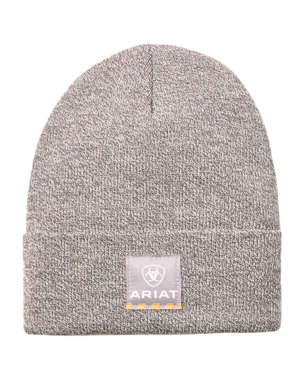 Light Grey &amp; Dark Grey Coloured Ariat Womens Rebar Beanie On A White Background 