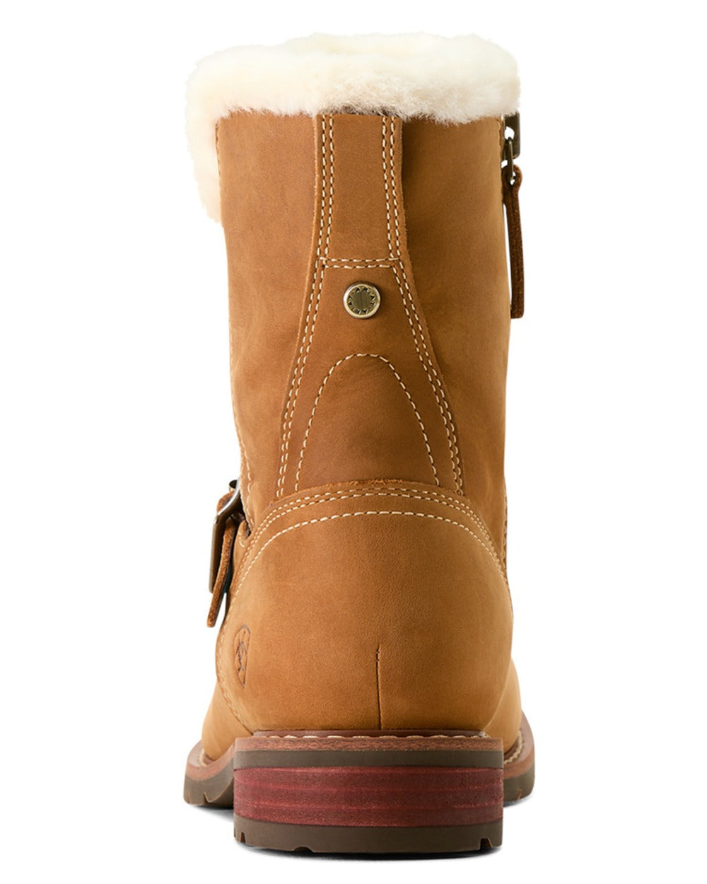 Carmel Tan coloured Ariat Womens Savannah Sherpa Waterproof Boots on white background 