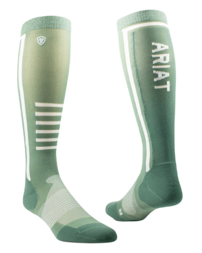 Lily Pad/Duck Green Coloured AriatTEK Slimline Performance Socks On A White Background 