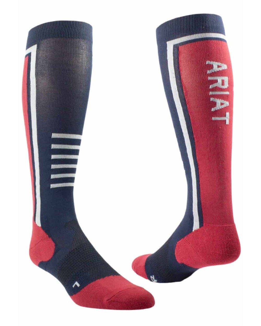 Navy/Red Coloured AriatTEK Slimline Performance Socks On A White Background 