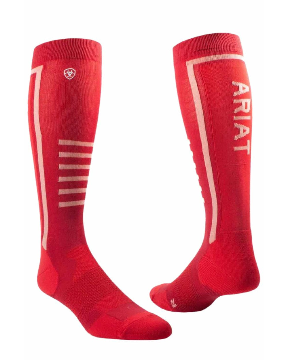Red Bud/Party Punch Coloured AriatTEK Slimline Performance Socks On A White Background 