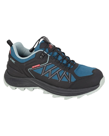 Black Blue Coloured Aztrek Mens Pembroke Waterproof Trail Shoes on White Background
