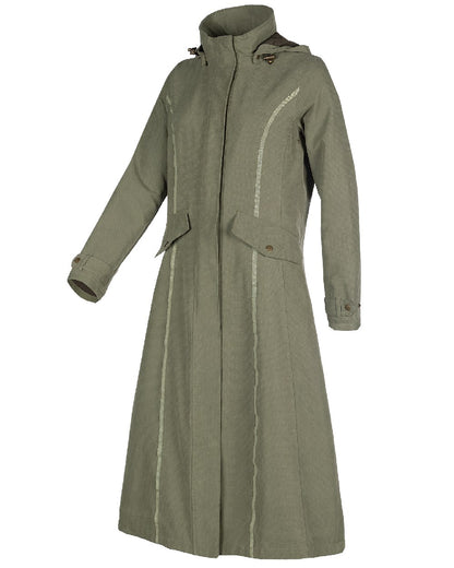 Grey Green Coloured Baleno Kensington Safe Womens Long Riding Coat On A White Background 