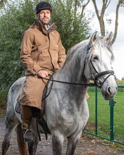 Camel Coloured Baleno Livingstone Long Waterproof Coat On A Street Background 