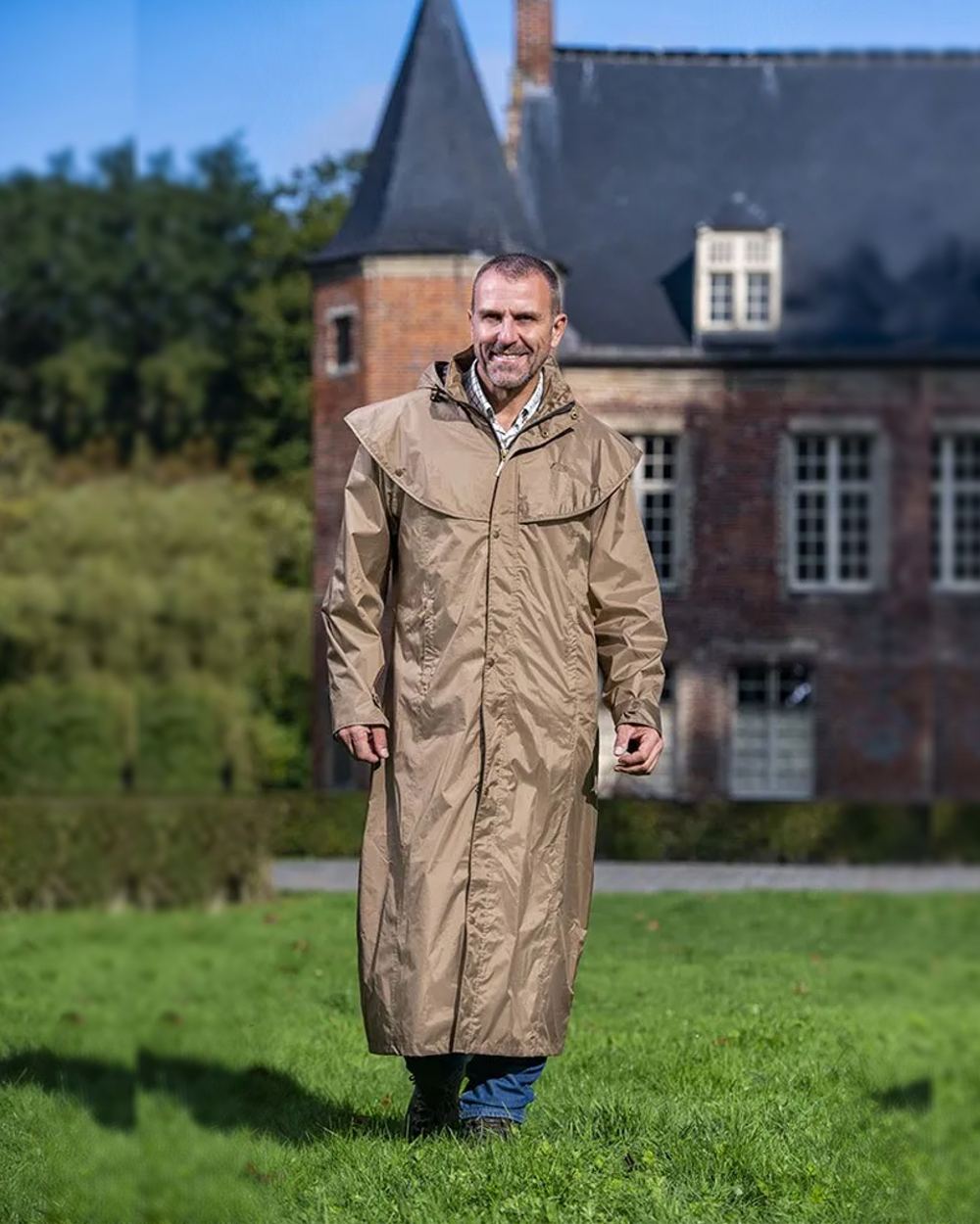 Camel Coloured Baleno Newbury Waterproof Long Coat On A White Background 