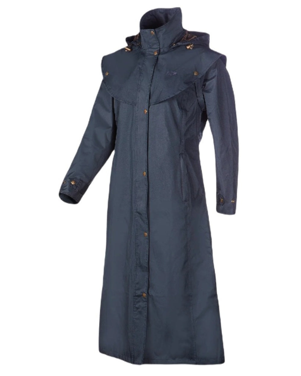 Navy Blue Coloured Baleno Newbury Waterproof Long Coat On A White Background 