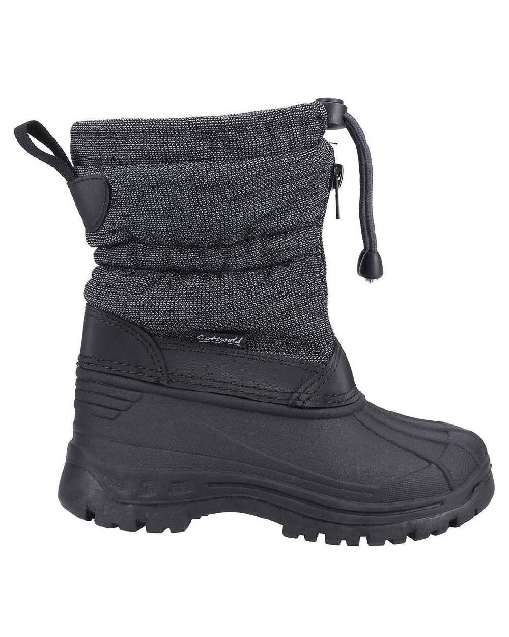 Black coloured Cotswold Bathford Snow Boots on white background 