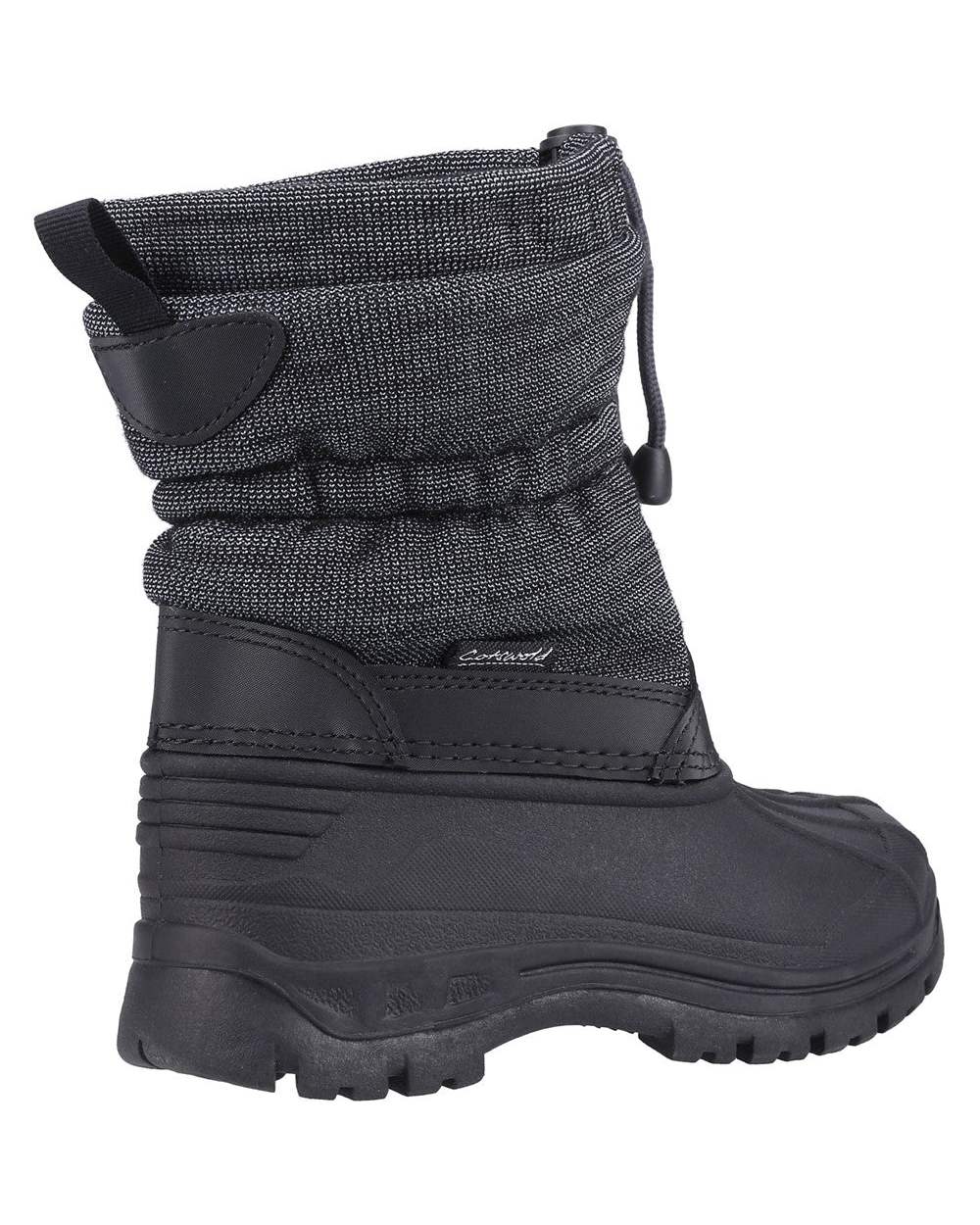 Black coloured Cotswold Bathford Snow Boots on white background 