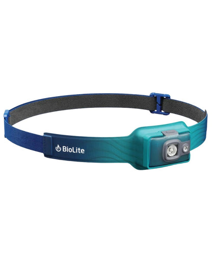 Ocean Teal Coloured BioLite Ultra-lightweight USB Headlamp 325 On A White Background 