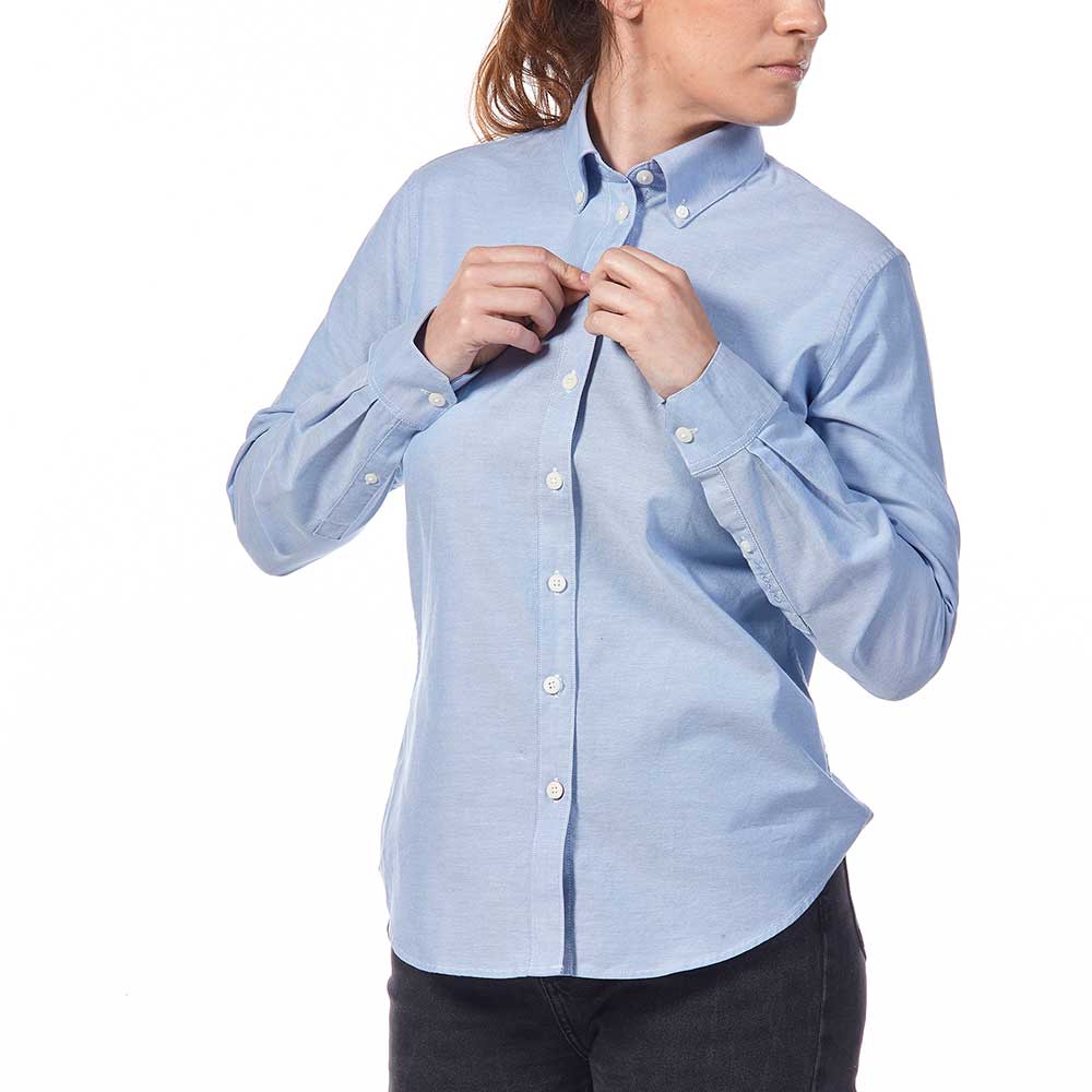 Musto Womens Essential Long Sleeve Oxford Shirt in Pale Blue  