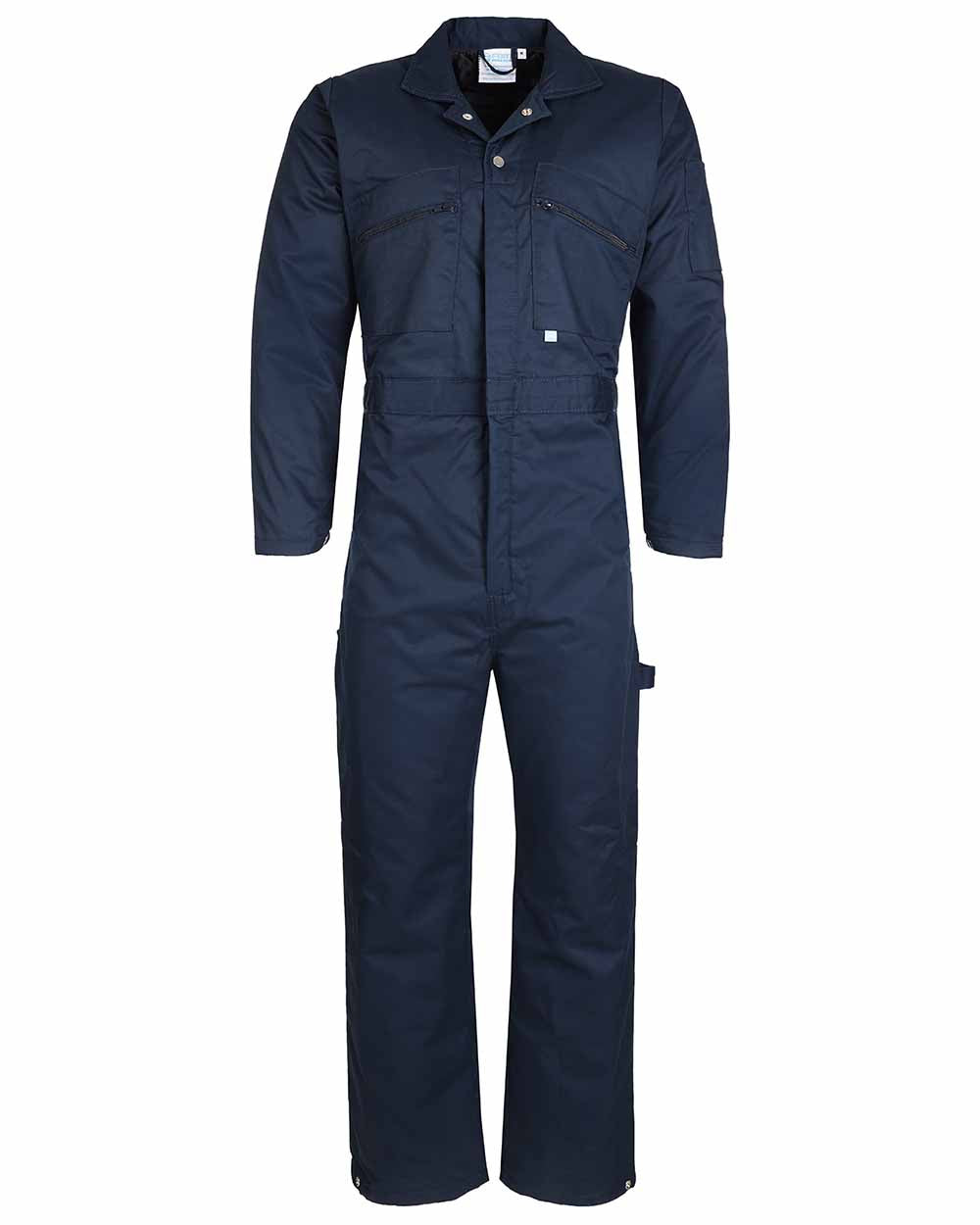 Navy Coloured Fort Quilted Padded Boilersuit On A White Background