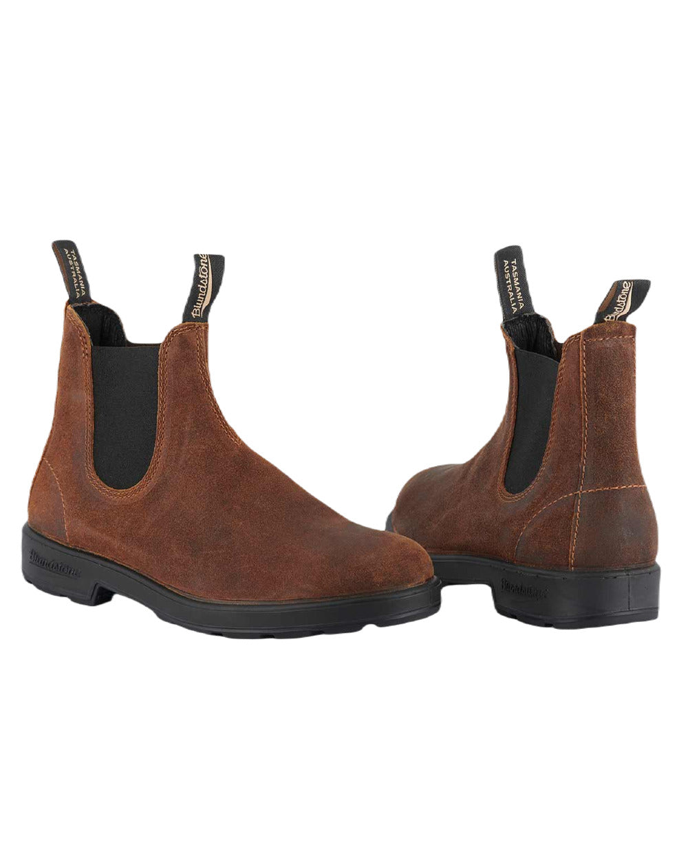 Tobacco Coloured Blundstone 1911 Tobacco Suede Chelsea Boots On A White Background 