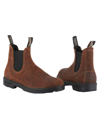 Tobacco Coloured Blundstone 1911 Tobacco Suede Chelsea Boots On A White Background 