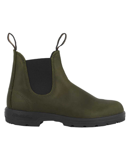 Dark Green Coloured Blundstone 2052 Dark Green Leather Chelsea Boots On A White Background