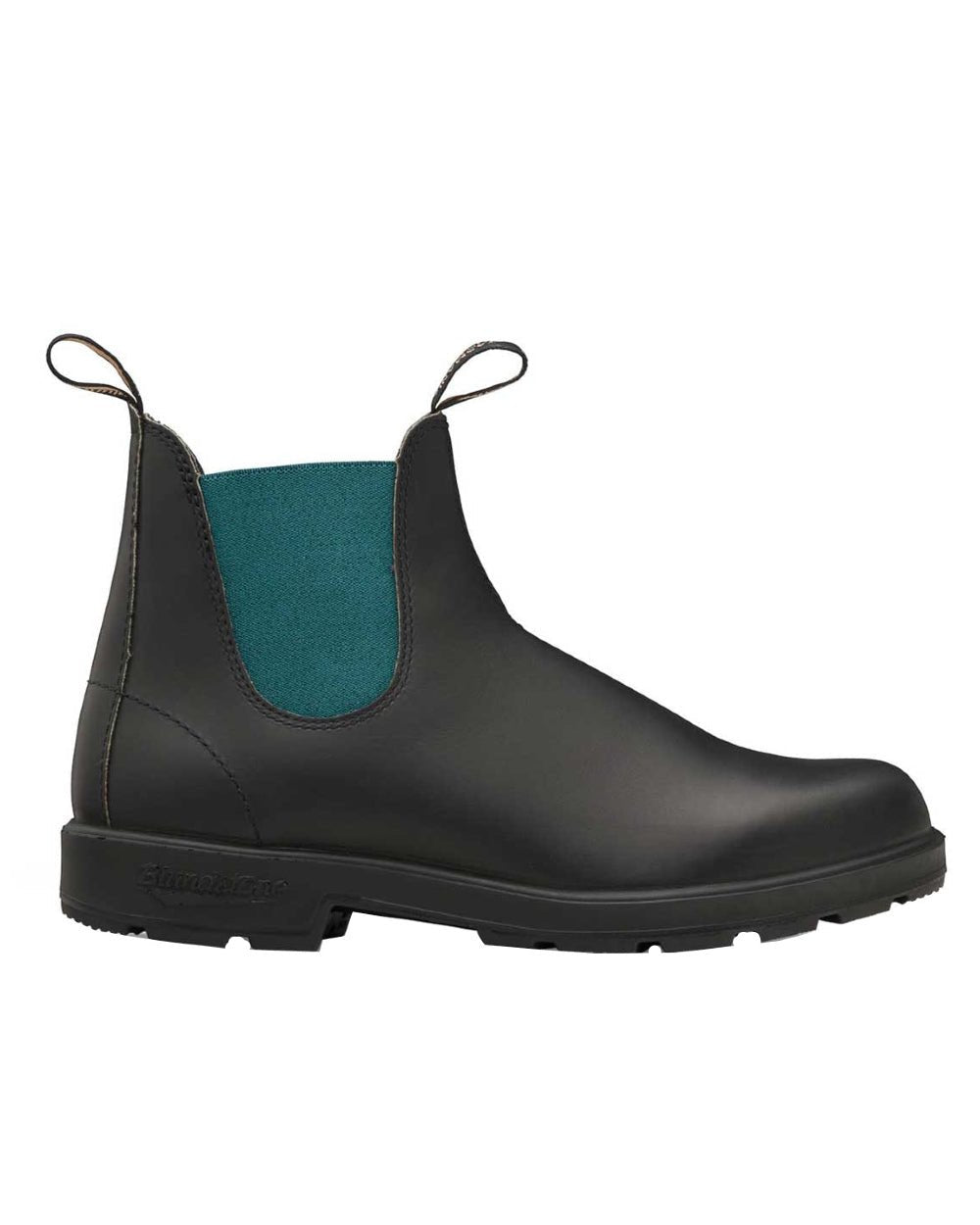 Black Green Coloured Blundstone 2307 Black Leather Chelsea Boots On A White Background