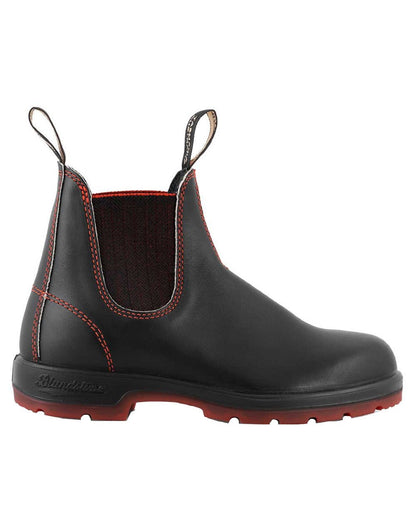 Black Red Coloured Blundstone 2342 Black Leather Chelsea Boots On A White Background