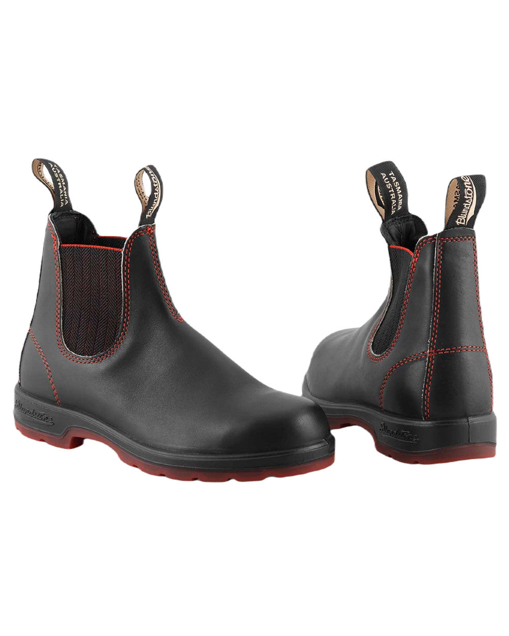 Black Red Coloured Blundstone 2342 Black Leather Chelsea Boots On A White Background 