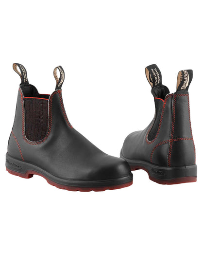 Black Red Coloured Blundstone 2342 Black Leather Chelsea Boots On A White Background