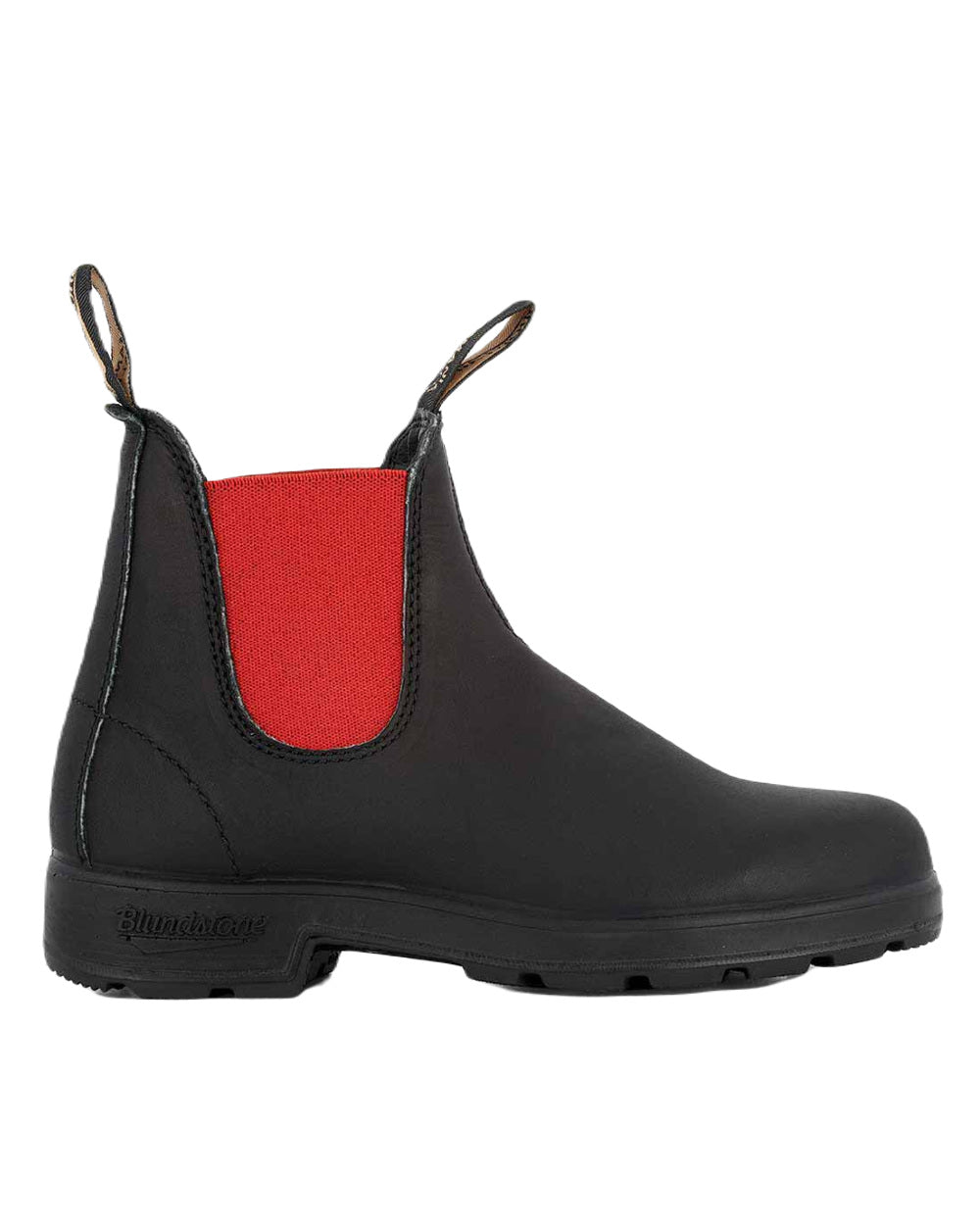 Black Red Coloured Blundstone 508 Black Red Chelsea Boots On A White Background