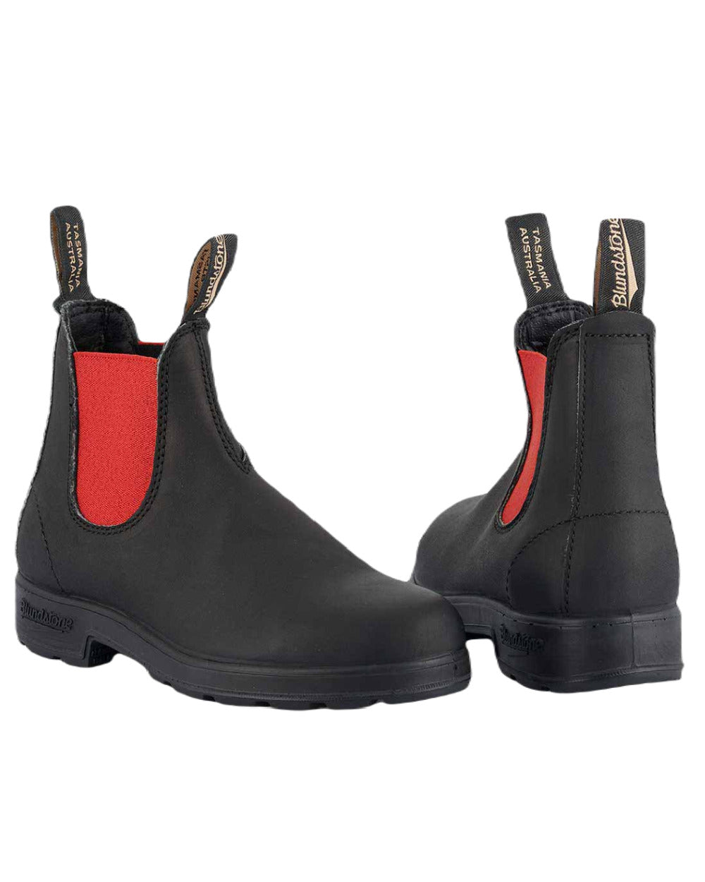 Black Red Coloured Blundstone 508 Black Red Chelsea Boots On A White Background