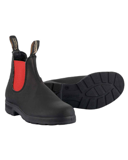 Black Red Coloured Blundstone 508 Black Red Chelsea Boots On A White Background