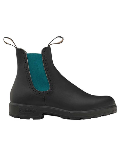 Black Green Coloured Blundstone Womens 2320 Black Leather Chelsea Boots On A White Background