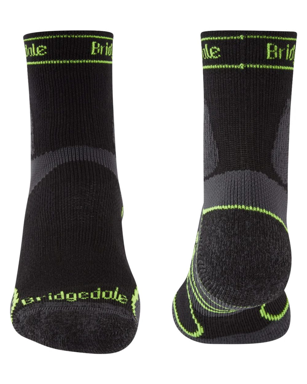 Black Coloured Bridgedale Lightweight T2 Merino Sport 3/4 Crew Socks On A White Background 