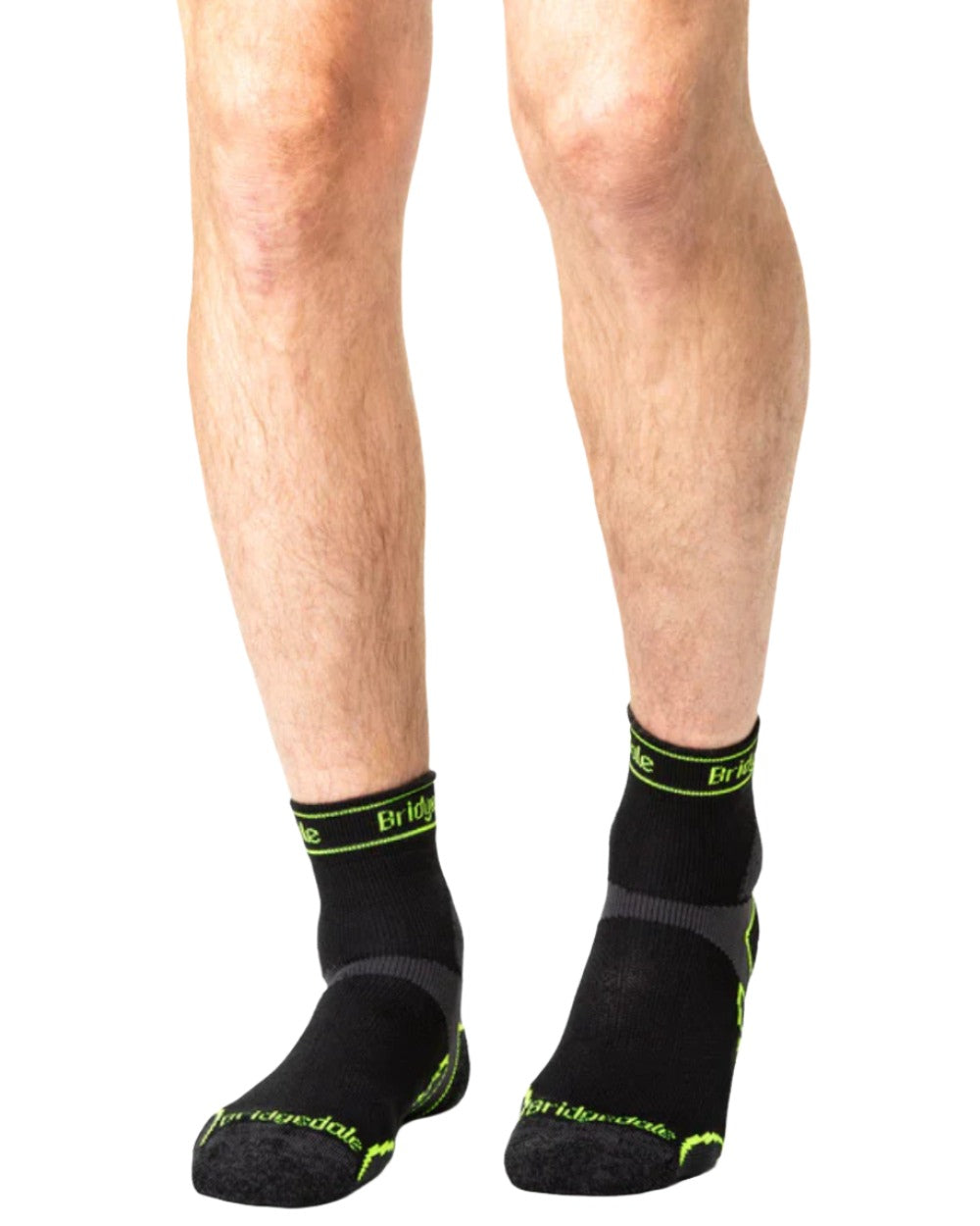 Black Coloured Bridgedale Lightweight T2 Merino Sport 3/4 Crew Socks On A White Background 