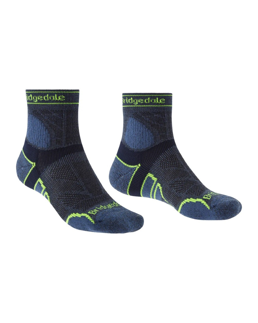 Blue Coloured Bridgedale Lightweight T2 Merino Sport 3/4 Crew Socks On A White Background 