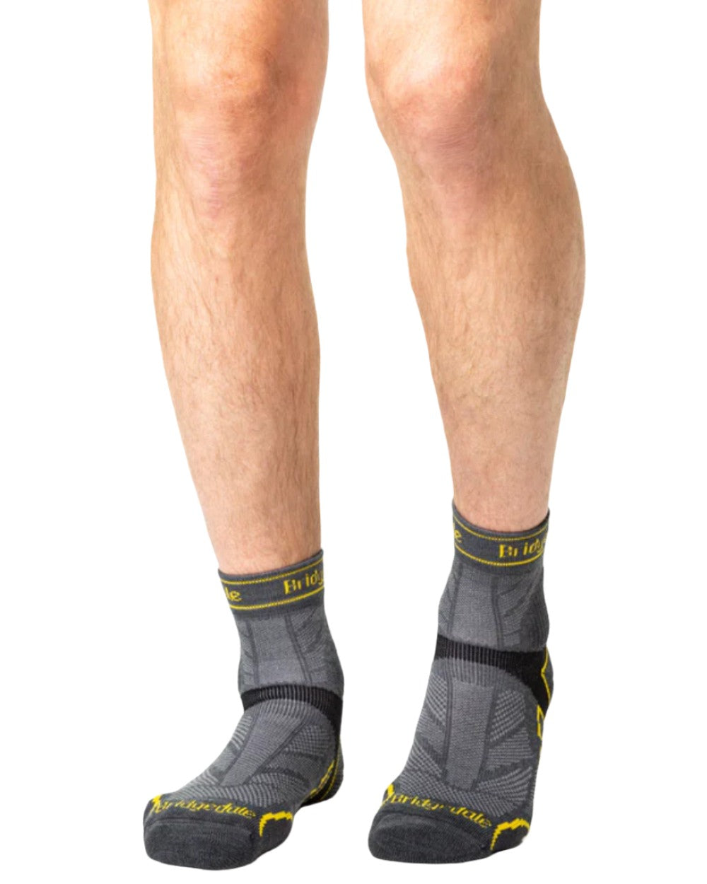 Gunmetal Coloured Bridgedale Lightweight T2 Merino Sport 3/4 Crew Socks On A White Background 